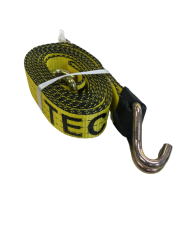 2" X 12' Yellow TECNIC Replacement Car Hauler Strap w/ Double J Wire Hooks