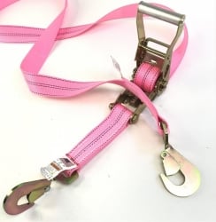 2" x 10' Diamond Weave- Twisted Snap Hook Car Hauler Strap SPECIAL PINK