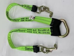 2"x 6 foot T Hook V Bridal for Corvettes in Hi Viz Green Diamond Weave