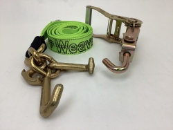 10' Bright Yellow Diamond Weave RTJ Frame Hook Ratchet Strap w Swivel-J Ratchet Handle- HRC