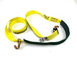 YELLOW Diamond Weave 12 ft Low Profile Wheel Strap with Wire Hooks
