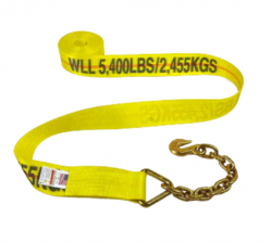 3" Cargo Strap with Chain Hook End - Length and Color Options