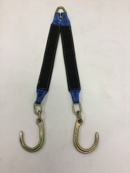 SPECIAL 24" Blue / Black Towing V-Bridle Strap with 8" Forged Sport J-Hooks
