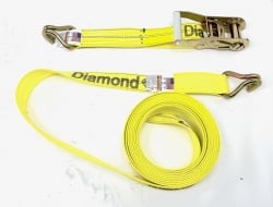 2" x 20' Ratchet Strap w Wire Hooks- 14" Ratchet end w big loop- Diamond Weave