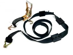 2" x 12' BLACK DIAMOND WEAVE Wheel Strap with Rubber Tread Grabs and Double-J Ratchet Handle