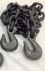 1/2" x 10' G100 Heavy Equipment Chains with Grab Hooks 15,000 lb USA CHAIN