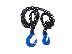 3/8" x 10' G100 Heavy Equipment Safety Chains with Grab / Sling Hooks