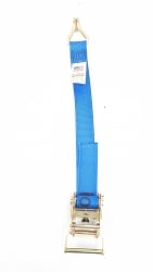 2.5 Ft Blue Diamond Weave Logistic Curtain Ratchet Strap with J wire hook