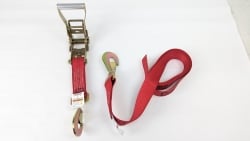 2" X 10' Ratchet strap Assembly with Twisted Snap Hook Red Diamond Weave