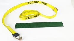 2" X 12' Yellow TECNIC Replacement Strap w/ Double J Wire Hooks + Tread Grab Sleeve