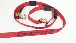 RED 14 FT Diamond Weave Swivel-J Wheel Strap-with Rubber Cleats