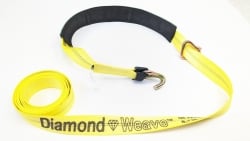 MEGA CHONKER 14,000 lb Yellow Diamond Weave 14 ft Low Profile Wheel Strap with Wire Hooks