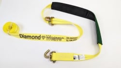 MEGA CHONKER 14,000 lb Yellow Diamond Weave 14 ft Low Profile Wheel Strap with Short Swivel J Hooks