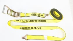 Safe 'n Secure 2"x27' Wire Hook Cargo Ratchet Strap Assembly  3,333 lb working load limit