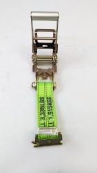 Narrow Mini Ratchet Handle- Hi Viz Green Diamond Weave- Flat E track Hook
