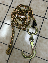 5/16" x 8' Tow Chain with 8" J hook w/ Grab